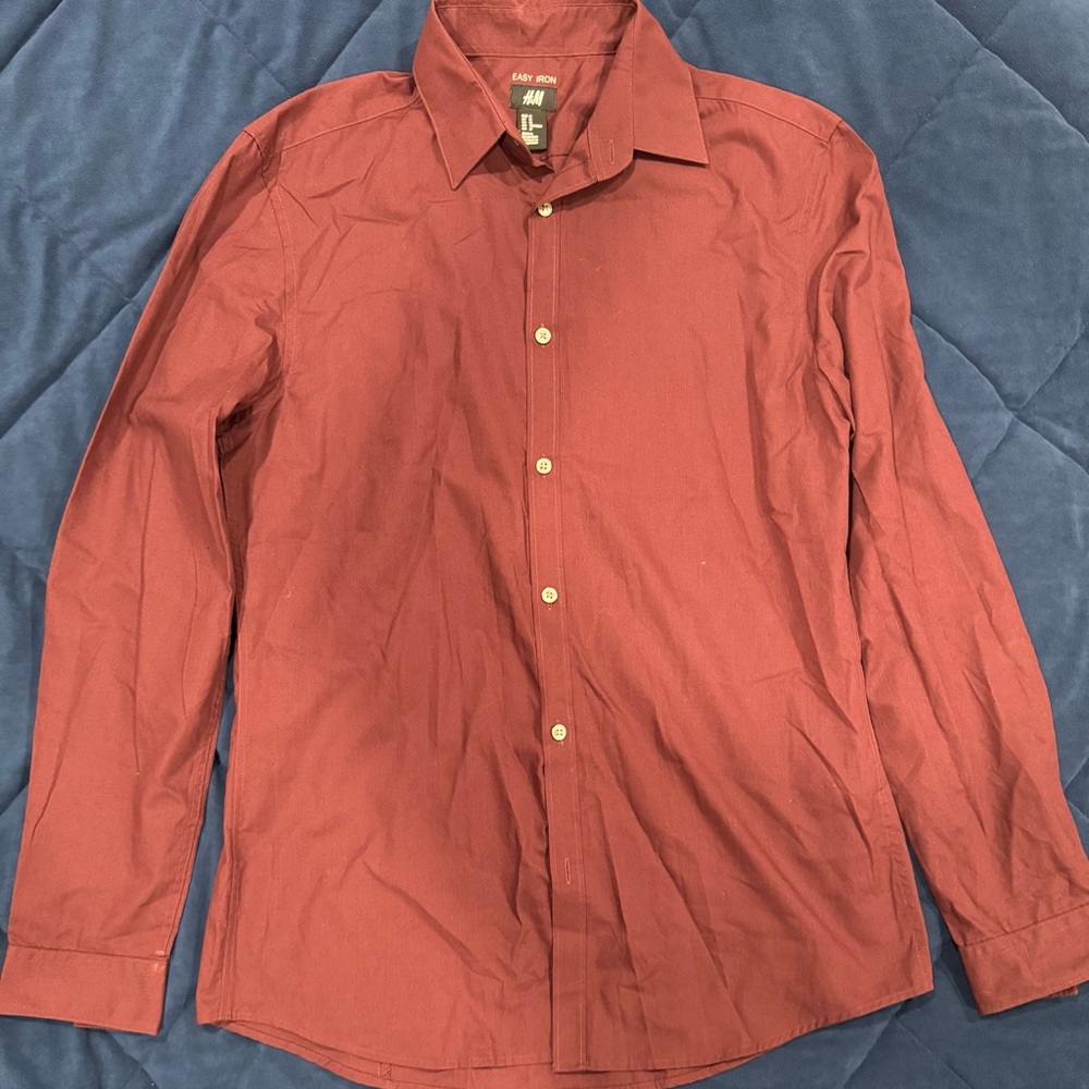 H&M Men's Burgundy Red Shirt